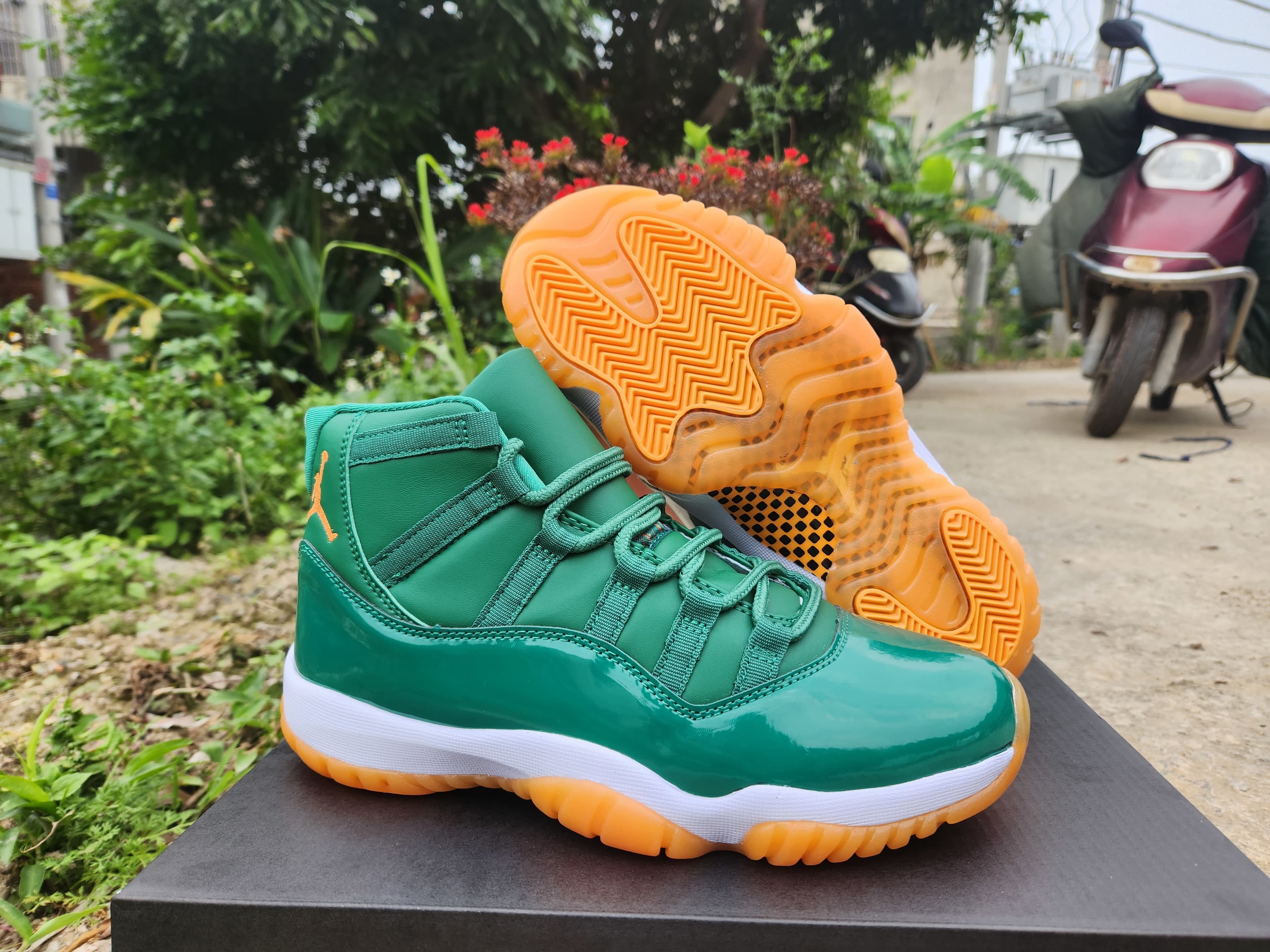 Air Jordan 11 "All Green Orange" Men's Shoes