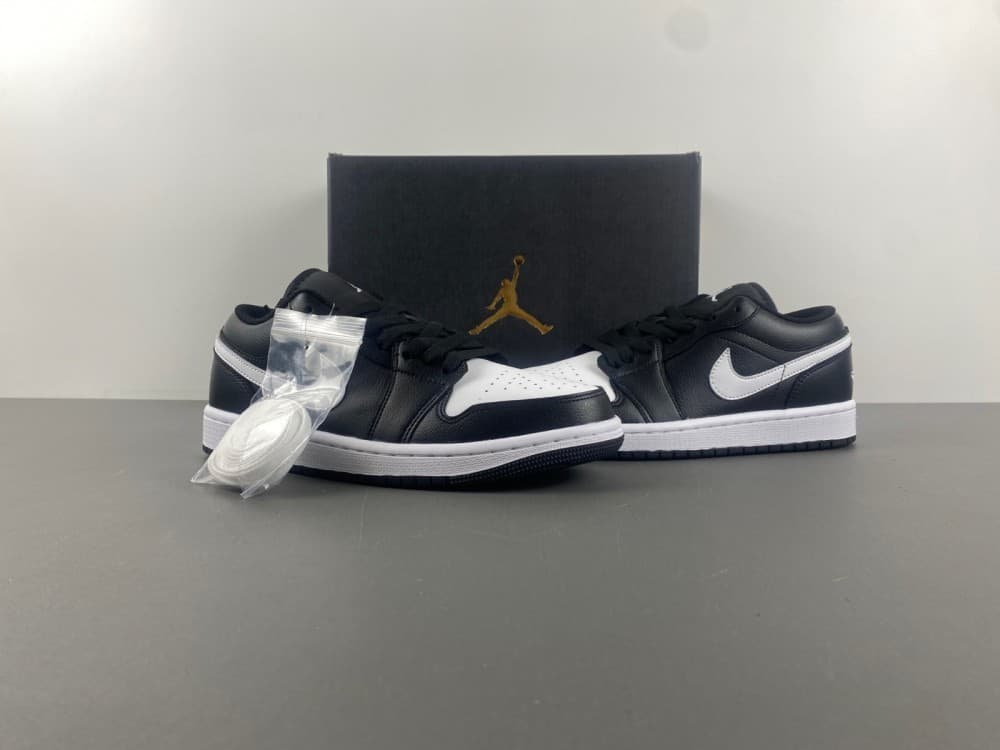 Air Jordan 1 Low. Black and white, low-cut version.