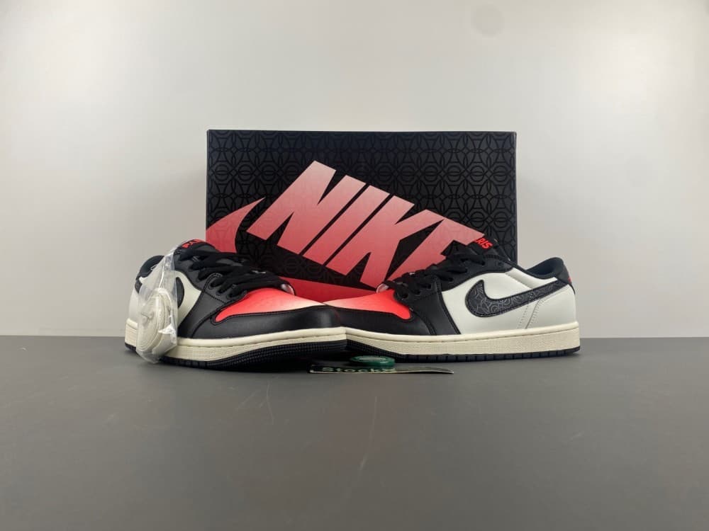 Air Jordan 1 Low. Black, White, Red. Low-top version.
