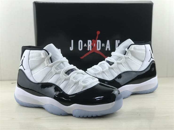 Air Jordan 11 High Top, Black and White, Converse Swoosh.