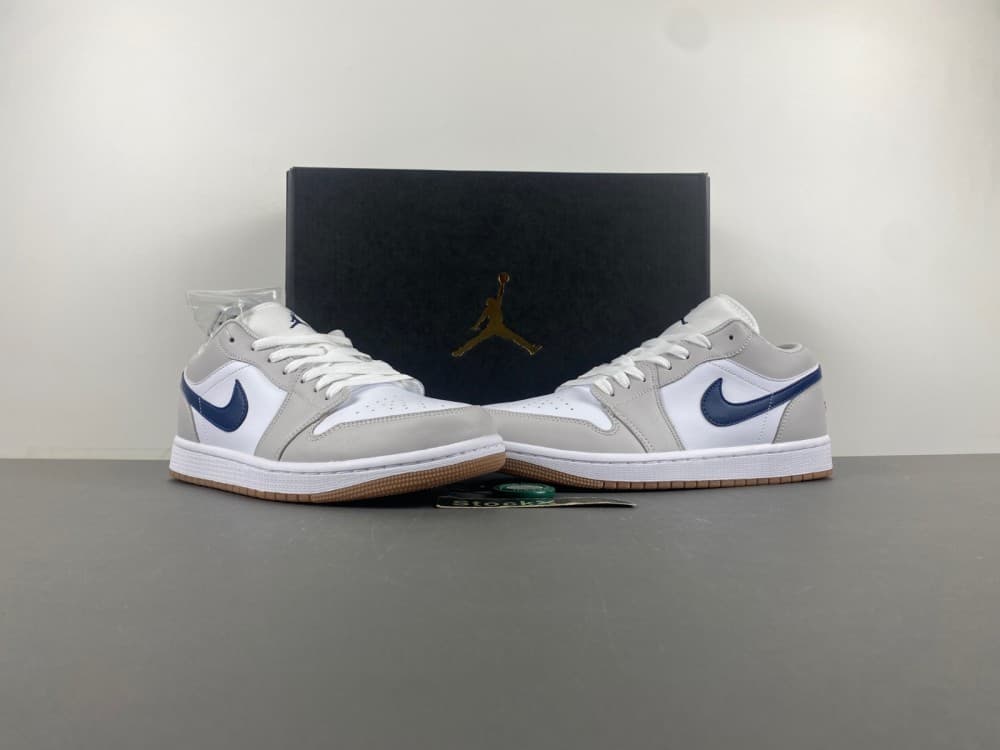 Air Jordan 1 Low White/Grey/Dark Blue Low Top.