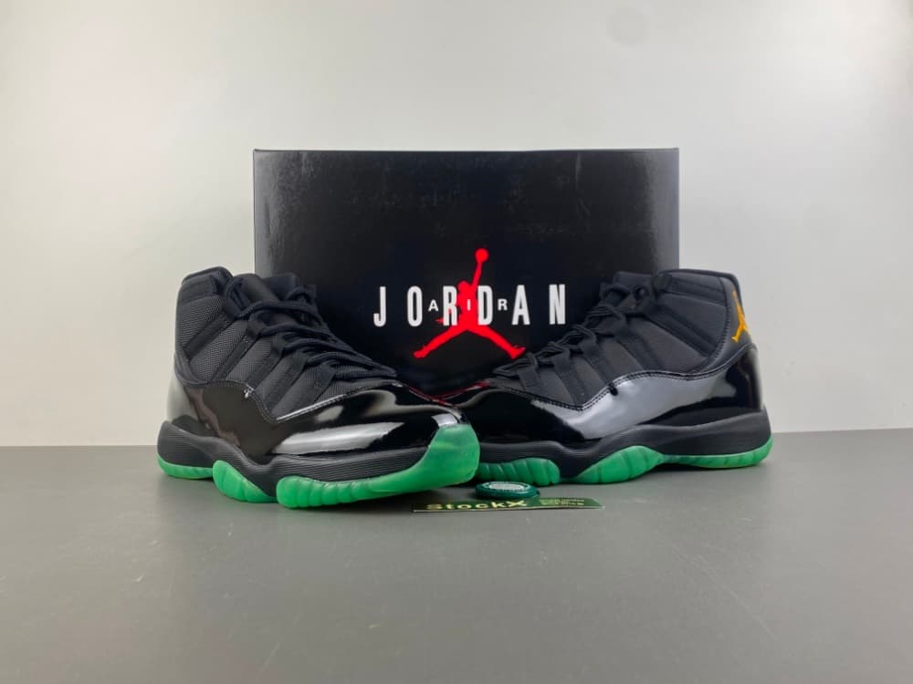 Air Jordan 11 Black/Green/Yellow.