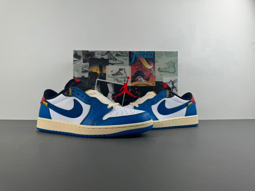Air Jordan 1 Low UN White/Blue/Yellow UN Low Top.
